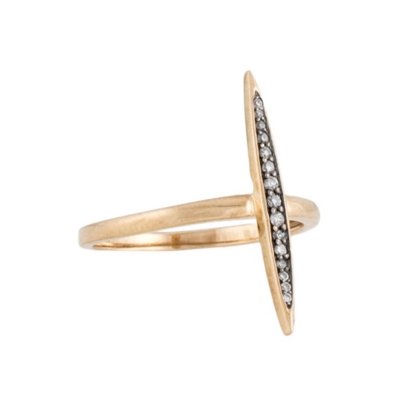 SOLD🥀 14k Solid Gold Diamond Skinny Navette Stacker Ring Size 5.25 ~ Vintage - Picture 7 of 11